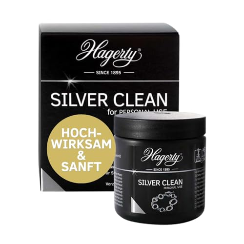 Hagerty Silver Clean Schmucktauchbad für Silberschmuck und versilbertem Schmuck 170ml I Effektiver Schmuckreiniger I Silberschmuck-Reinigungsbad für erneuerten Glanz I mit Kor