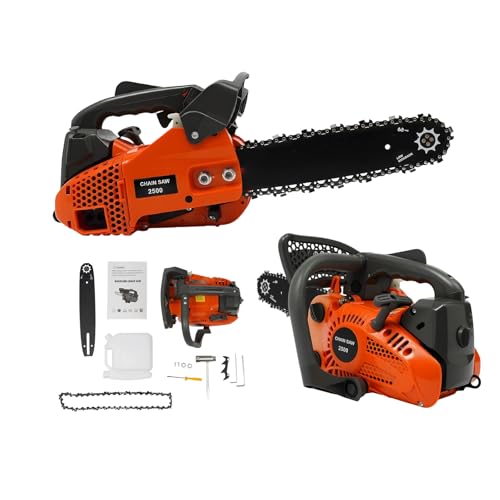 LENJKYYO 52CC Benzin Kettensäge, 2-Takt Motorsäge mit 48CM Schnittdurchmesser, 10500RPM, 2.2KW Gas Kettensäge Benzin Sägen, Handgehaltene Kabellose Benzinkettensägen für Holz Holzschneiden Baumpflege
