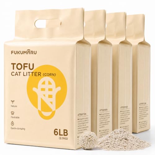 FUKUMARU Tofu Katzenstreu 10.8kg, schnell klumpstreu für Katzen, Gemischtes Maispellets, Staubfrei und Leicht klumpend, Geruchskontrolle, spült in der Toilette, Geringe Rückstände