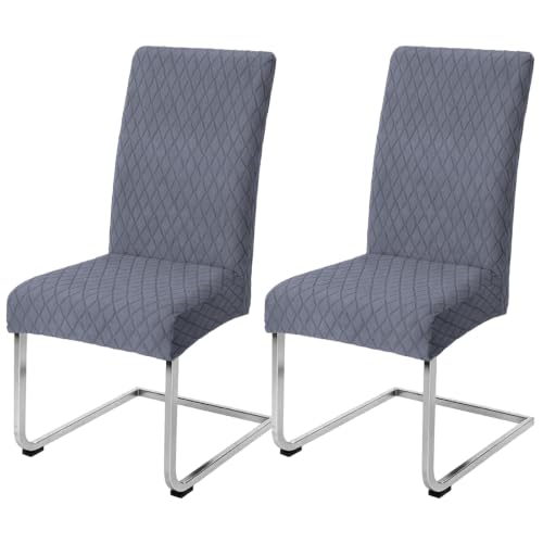 LANSHENG Stuhlhussen 2er Set, Waschbar Stuhlbezug Schwingstühle, Grau