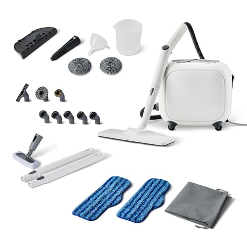 Amazon Basics Mehrzweck-Dampfreiniger mit 22 Zubehörteilen, 1,5-Liter-Tank, 1500 W, weiß