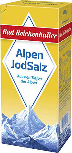 Bad Reichenhaller Marken JodSalz Reines Alpensalz aus Natursole, 500 gramm, Die Verpackung kann variieren