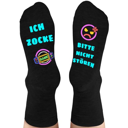 Dealswin Lustige Gaming Socken Gamer Geschenk Mit Spruch Bitte Nicht Stören Ich Zocke Zocken Socken Lustig Neuheit Geschenke Für Zocker Männer Herren Frauen Damen Weihnachts Valentinstag Geburtstag