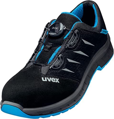 Uvex 2 Trend Halbschuh mit BOA Fit System, Sicherheitsschuhe S1 P SRC, Arbeitsschuhe für Herren, Schwarz/Blau, Größe 45