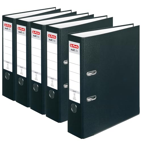 herlitz Ordner A4, maX.File Protect, 8 cm breit, schwarz, 5 Stück