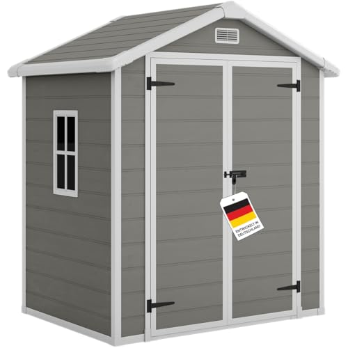 STEELSØN Novara Gerätehaus mit Satteldach, Gartenhaus 210x134x182 cm, Grau