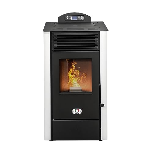 STUFE A PELLET ITALIA California 8 KW | Pelletöfen Effizienz 91% Heizt 70m² Autonomie 20 Std. Programmierbar 5 Geschwindigkeiten und Leistungsstufen Kompaktes Design 24 Monate Garantie Weiß