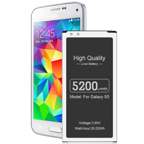 [5200mAh] Akku für Samsung Galaxy S5, Verbessert Ersatzakku mit Hohe Kapazität für Samsung Galaxy S5/ S5 Neo SM-G900F EB-BG900BBE, EB-BG903BBE Handy Akku