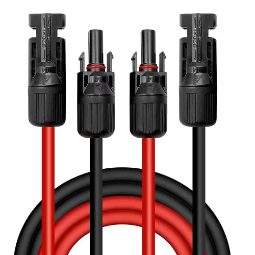 Solarkabel 4mm²/6mm², Solarkabel Verlängerung 1/2/3/5/8/10/13/15M, Solarkabel Verlängerungskabel(Rot/Schwarz) (4mm²1M)
