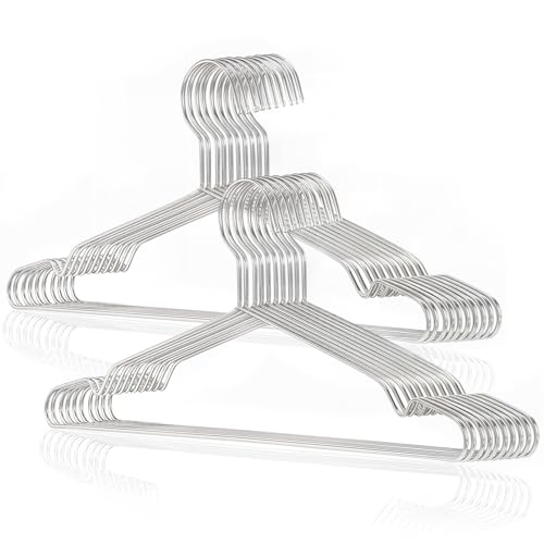 DARUITE Kleiderbügel Metall mit Rutschfester Nut, Silber, 42 cm 20 Stück