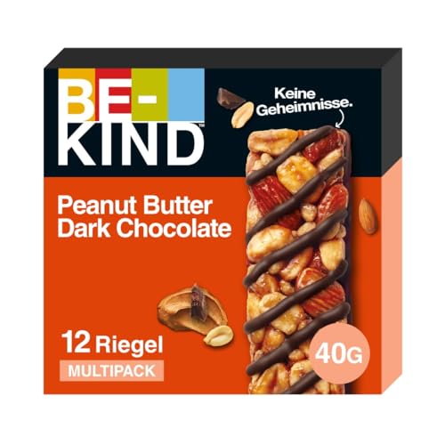 BE-KIND Riegel, glutenfreie Snack-Riegel, Peanut Butter Dark Chocolate, hoher Ballaststoffgehalt, ohne künstliche Farb-, Aroma- oder Konservierungsstoffe, 12 x 40g