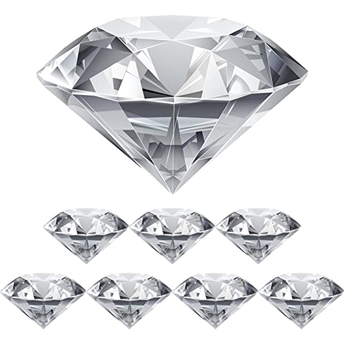 Cisolen 8 Stück Kristall Glas Diamant Crystal Glas Geschliffen Diamant Klare Kristall Glas Diamant für Hochzeitsbevorzugung Dekorationen Wohnkultur Partydekoration Schaufensterdekoration 40mm