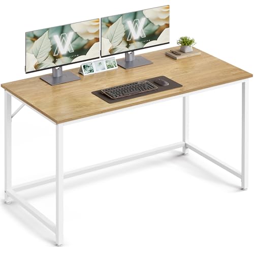 VASAGLE Tisch, Computertisch, Bürotisch, 120 x 60 x 76 cm, für Arbeitszimmer, Schlafzimmer, Wohnzimmer, natureichenfarben-perlweiß LWD039W70V1