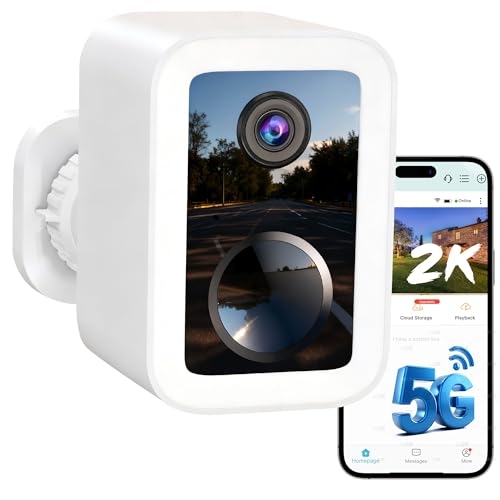Funstorm 2K Überwachungskamera Außen mit Akku, Kabellose WLAN-Kamera (2.4/5GHz) mit Flutlicht & Sirene, Smarter PIR-Bewegungsmelder, 2-Wege-Audio, Farb-Nachtsicht, Lokaler Speicher & Cloud, IP66