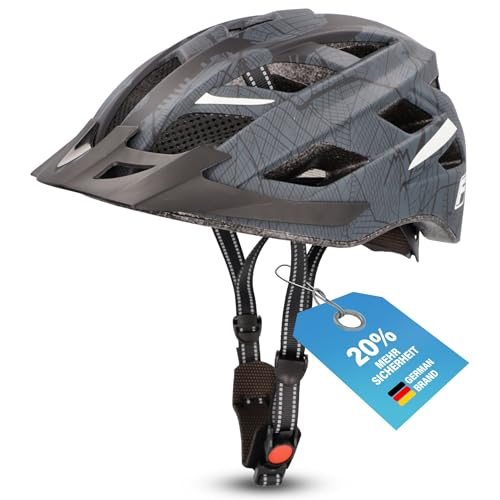 Fischer Erwachsene Fahrradhelm, Radhelm, Cityhelm Urban Plus Brooklyn, S/M, 52-59cm, blau, mit integriertem LED-Rücklicht