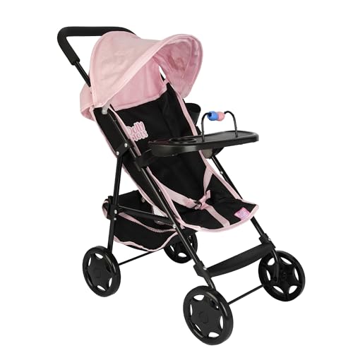 Dolly Tots Playtime Kinderwagen | Kinderwagen mit abnehmbarem Spieltablett | Kinder-Baby-Puppen-Kinderwagen | Spielzeug mit Regenschirm, faltbarer Kinderwagen | Rollenspiel-Spielzeug, Puppen, Buggy |