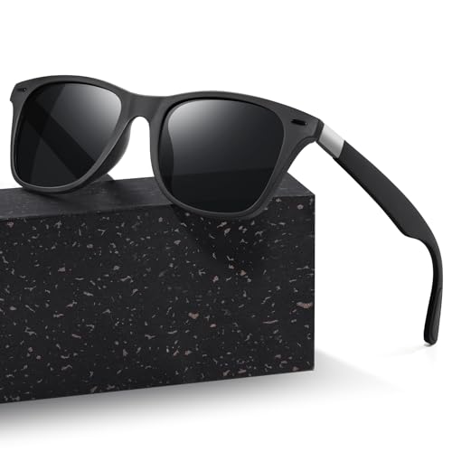 kunchu Sonnenbrille Herren-Damen-Polarisierte UV400-Schutz RechteckigeSchwarze Blendfreie Gläser Klassische Ultraleichte Quadratische Sonnenbrille Fahren Wandern Golfen Angeln Sport Sunglasses