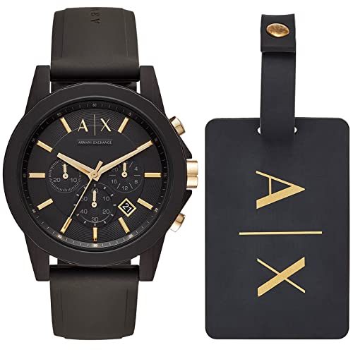 Armani Exchange Uhr für Männer , Chronographenwerk, 45mm Schwarzes Silikongehäuse mit Silikonarmband, AX7105