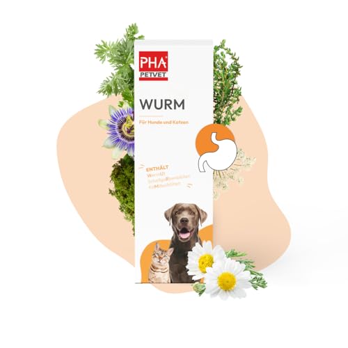 PHA Wurm Tropfen für Hund & Katze - Natürliche Wurmkur, Wurmmittel sekundierend, Alternative bei Wurmbefall mit Wurmkraut, Schafgarbe, Thymian, 50 ml