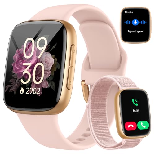 Smartwatch Damen mit Bluetooth Anrufe & KI, 1,85″ AMOLED Touchscreen Fitnessuhr mit Herzfrequenz,SpO2,Schlaf- und Frauenzyklus-Tracking,100+ Sportmodi,3ATM Wasserdicht Smart Watch für iOS & Android