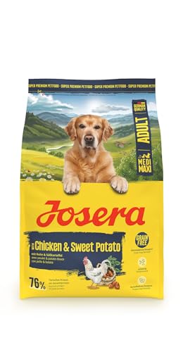 JOSERA Adult Huhn & Süßkartoffel (1 x 3 kg) | Premium Trockenfutter für ausgewachsene & sportliche Hunde mittlerer & großer Rassen | mit Erbse & ohne Kartoffel | getreidefrei | 1er Pack