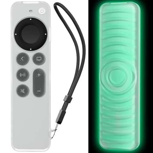 AHASTYLE Fernbedienung Hülle für Apple TV Siri Remote Control 4K 2021, Welligkeit Anti-Rutsch Silikone Remote Case für Apple TV 4K 2021 (Blau Leuchtend)
