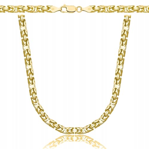 AMAR Luxury Königskette Ketten für Herren - Gold 925/585 14k, Herrenhalskette, Silber 925 mit Gold 14k - Herren Schmuck, Italienische Qualität, Breite 4,5 mm