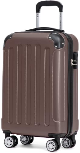 BEIBYE Handgepäck Koffer M 55 cm – Kabinenkoffer aus ABS, leicht, 360° Doppelrollen, Reisekoffer für Kurzreisen, Coffee