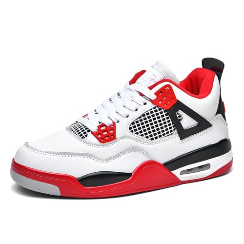 Gakricrey Herren Damen Air 4 Retro Sneaker Schuhe Basketballschuhe Retro Schuhe Skateboardschuhe Laufschuhe Turnschuhe Sportschuhe AY041 rot EU 42