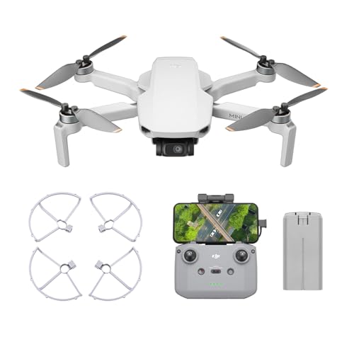 DJI Mini 4K, Drohne mit 4k UHD Kamera für Erwachsene, unter 249 g, 3-Achsen Gimbal Stabilisierung, 10 km Videoübertragung, autom. Rückkehr (Mini 4K Bundle + Propellerschutz)