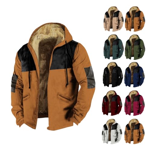 Qixiu Parka Winterjacke Herren,Winter Jacke Herren,Herren Fleecejacke ohne Kapuze,schwarzer Mantel,Jacket Men,Herren Kurzmantel,Teddyfleece Jacke Herren,wollmantel mit Kapuze,ski Herren Jacke