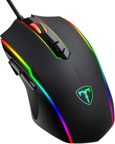 RGB Gaming Maus,Vollion Gamer Maus mit 8 Programmierbare Tasten 7200DPI/RGB-Beleuchtung/Anpassbare Spielprofile,USB-Wired mit ergonomisches Design für MMO, MOBA oder FPS Games für PC/Mac