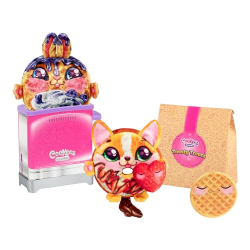 COOKEEZ MAKERY – Toast-Leckereien Toaster-Doppelpack. Mit duftendem Überraschungsplüschtier. Finde 2 superweiche Überraschungsplüschtiere.