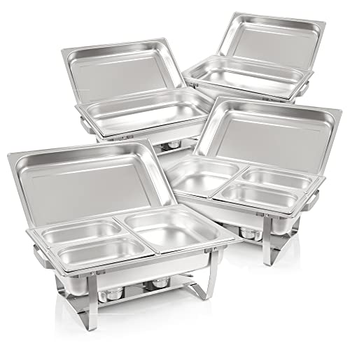Mahlzeit Chafing Dish Profi Set Grenoble | 4X Edelstahl Warmhaltebehälter Essen, 30-TLG Speisewärmer | Buffet Wärmer, Wärmebehälter, Rechaud, Speisenwärmer für Catering, Buffet und Party