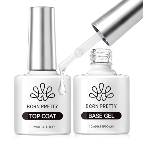 Born Pretty Top Coat Gel UV - No Wipe Super Top Coat Gloss Base Gel Kein Absplittern Oder Abblättern und Lang Anhaltend Unterlack und Überlack Set