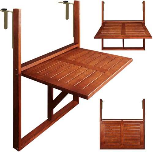 Casaria® Balkontisch klappbar wetterfest Holz FSC®-Zertifiziert 40kg Belastbarkeit 65x45cm Klapptisch Balkon Garten Tisch Geländer Terrasse Akazie