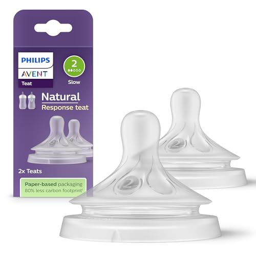 Philips AVENT Natural Response Sauger mit Anti-colic-Ventil, langsamer Nahrungsfluss (Durchflussrate 2), Doppelpack, SCY962/02
