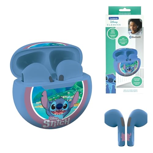 Lexibook, Disney Stitch, Kabellose Stereo-Ohrhörer, Hohe Klangqualität, Integriertes Mikrofon, Touch-Steuerung, Ladebox, Lautstärke auf 85 dB begrenzt, Blau, HPBT05DLXB