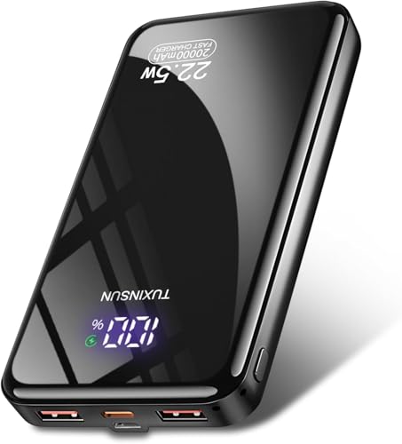 Power Bank 20000 mAh 22.5 W PD3.0 QC4.0 Externer Handyakku PD20W Schnellladen Powerbank mit LCD-Display USB-C Ausgänge und Eingänge Tragbares Ladegerät mit Smartphones