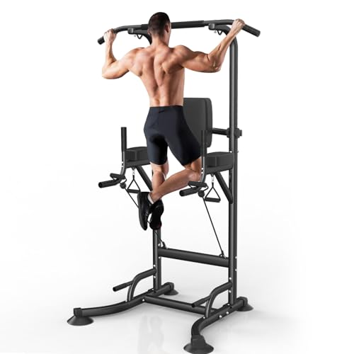 Dskeuzeew Power Tower Dip-Station Klimmzugstange Freistehend Multifunktion für power station Krafttraining im Home-Gym belastbar 205 kg