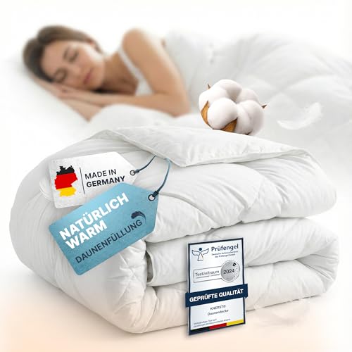 Bettdecke 135x200 - Federbettdecke Winterdecke mit Daunen & Federn - Extra Warm & Flauschig - Bettdecke Winter Waschbar & Atmungsaktiv - Daunendecke Ökotex Zertifiziert
