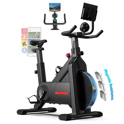 Bluearth Self-Powered Heimtrainer Fahrrad, leise Magnetischem Widerstand,max. 150KG, verstellbarer Widerstand & Smart-App mit Immersivem Erlebnis, Magnetisch-Schwarz