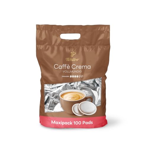 Tchibo Kaffeepads Vorratspack Maxipack, Caffè Crema vollmundig, 100 Stück – 1x 100 Pads (Kaffee, ausgewogen und vollmundig), nachhaltig, geeignet für Senseo Maschinen