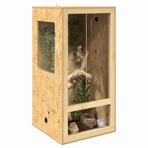 vidaXL Terrarium Braun 50 x 50 x 100 cm OSB, Eckiger, rustikaler, robuster Reptilienkäfig, Indoor-Terrarium, vielseitiges Zuhause, Glastank