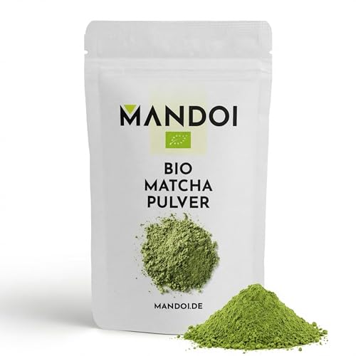 Mandoi BIO Matcha Tee Pulver 100g. Matchapulver Grüntee ideal für Smoothies