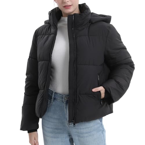 PUFFIT Damen Winter Jacke mit Kapuze Warmer Wasserdicht Winterjacke Steppmantel Female Jacken