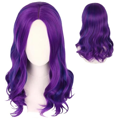YOUYIKE Kurze Lockige Perücke, 15 Zoll/38cm Lila Cosplay Perücke für Frauen, Perücken mit Pony, Damen Perücken, geschichtete, für Alltag Anime Cosplay Kostümparty Halloween Karneval