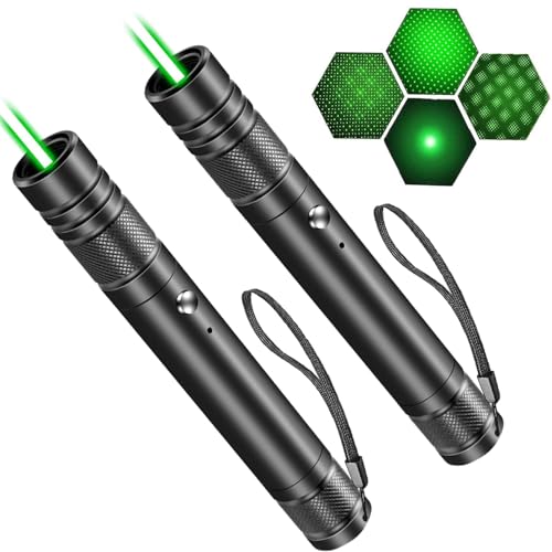 WELLXUNK Taschenlampe Aufladbar USB, 2 Stück Handheld Taschenlampe Klein, leistungsstark, Präsentationsgerät, mit 4 Lichtmodi, Grün [Energieklasse A++]