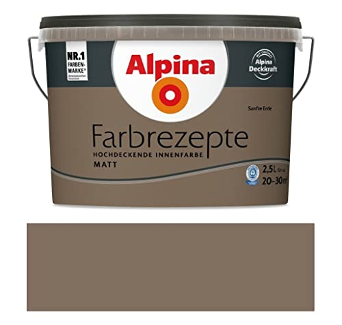 Alpina Farbrezepte Innenfarbe – Sanfte Erde matt – Wandfarben für einzigartige Farbwirkungen und Raumstimmungen – atmungsaktiv, tropfgehemmt und strapazierfähig – 2,5L