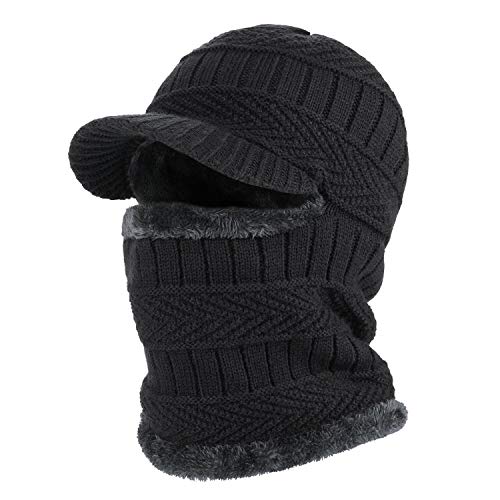 AYPOW Wintermantel aus Sturmhaube mit flexiblem Halswärmer, winddichter, Unisex Warmer Ski-Gesichtsmaske für Outdoor-Sportarten-Schwarz